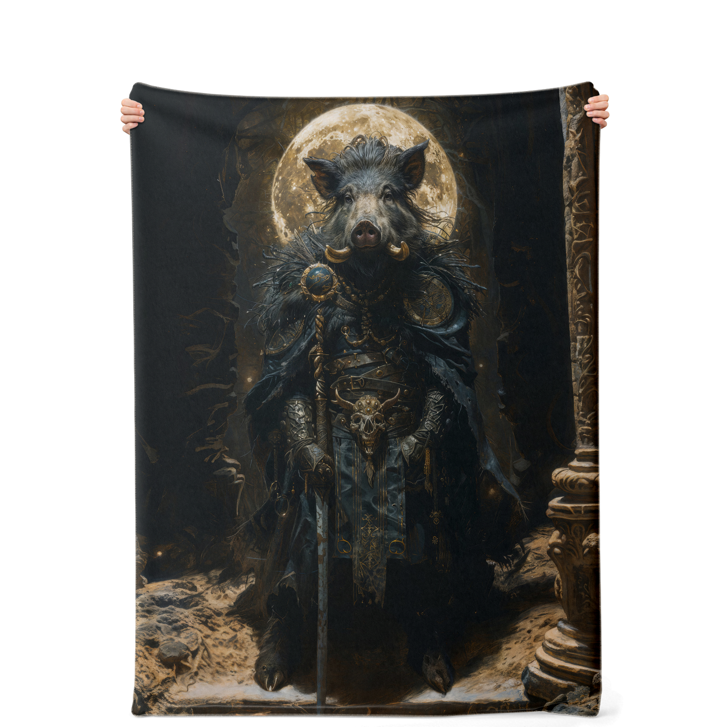 Shadowtusk Shaman Premium Microfleece Blanket