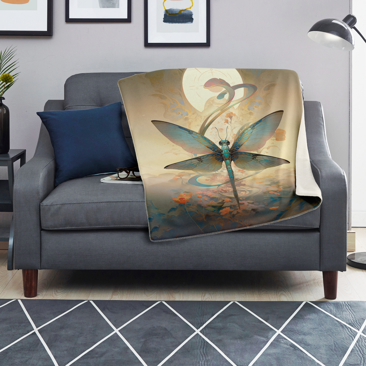 Premium Zen Dragonfly Microfleece Blanket