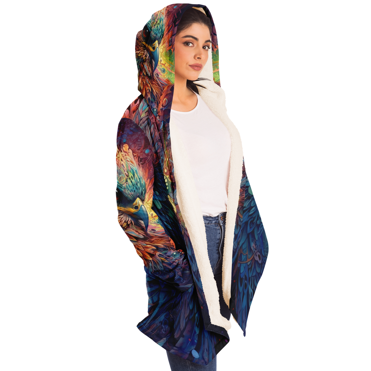 Rainbow Winged Falcon Microfleece Cloak