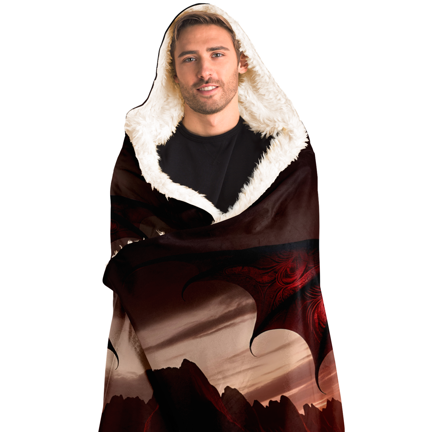 Crimson Twilight Hooded Blanket -