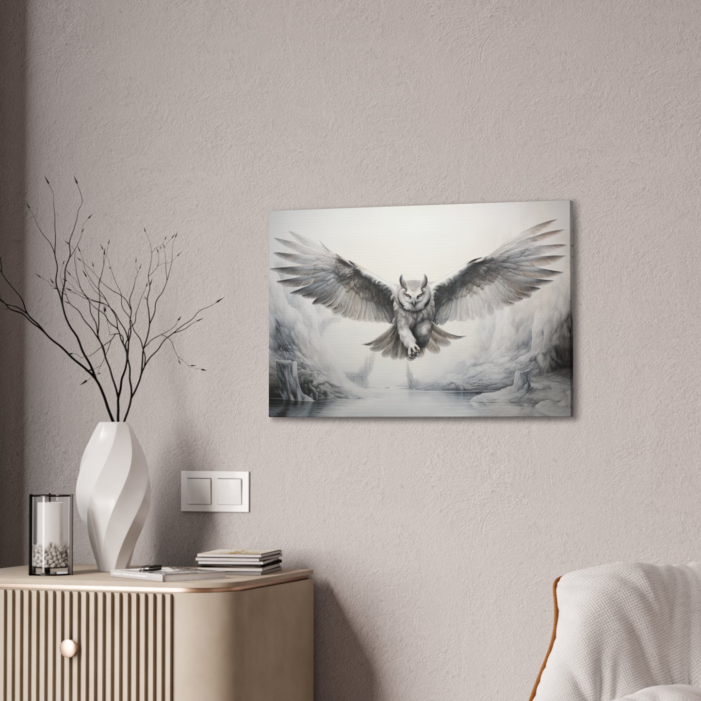 "Snowdrify Owl"  Canvas Stretched, 0.75" - Print