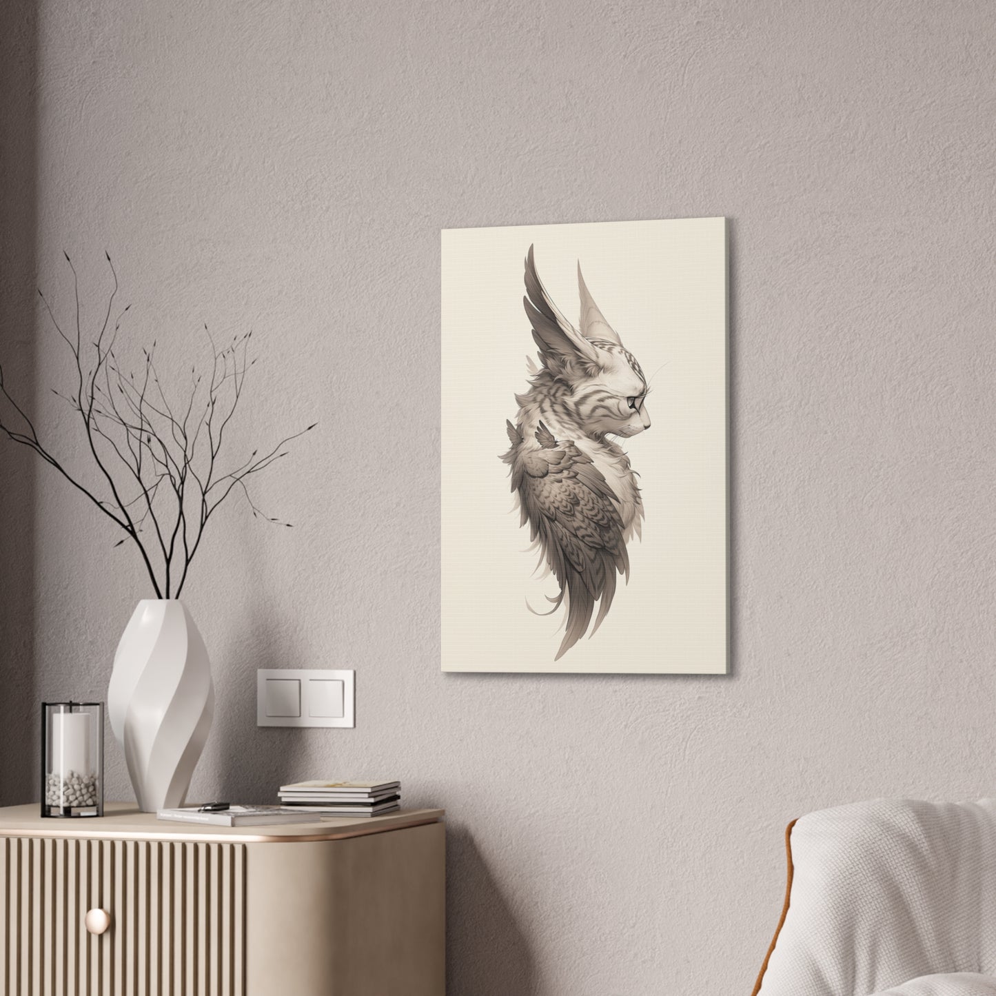 "Wing Eared Cat" Canvas Stretched, 0.75" - Print