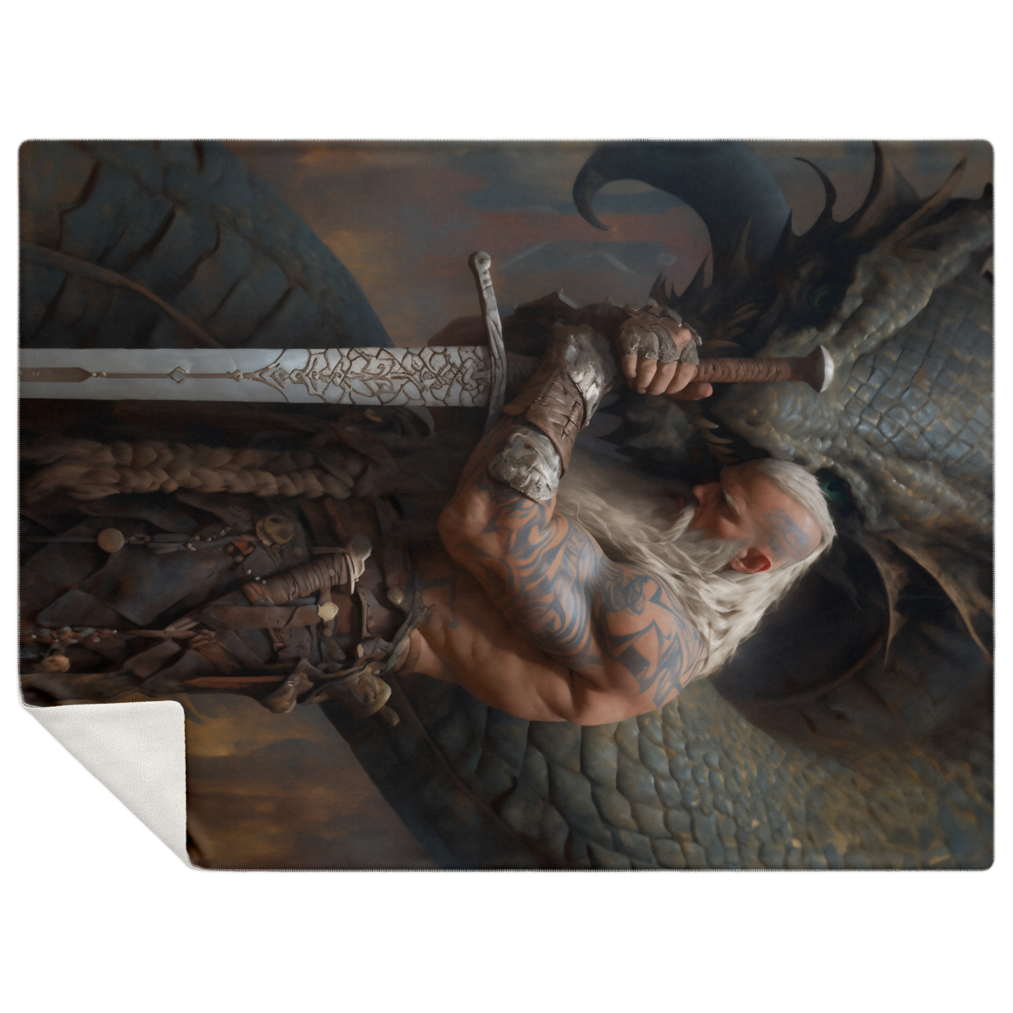 A Viking And His Dragon Premium Microfleece Blanket