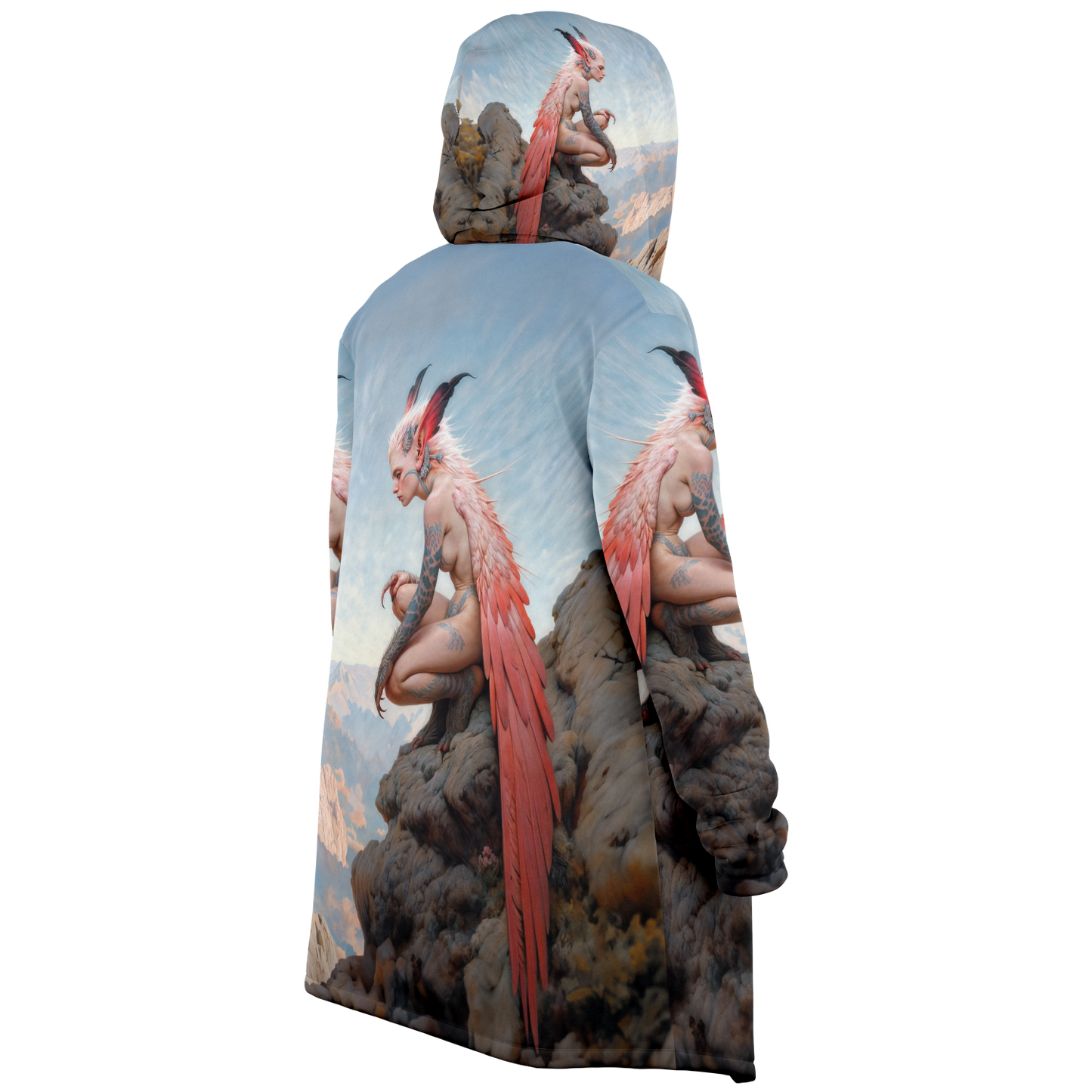 The Crimson Harpy's Oath Microfleece Cloak