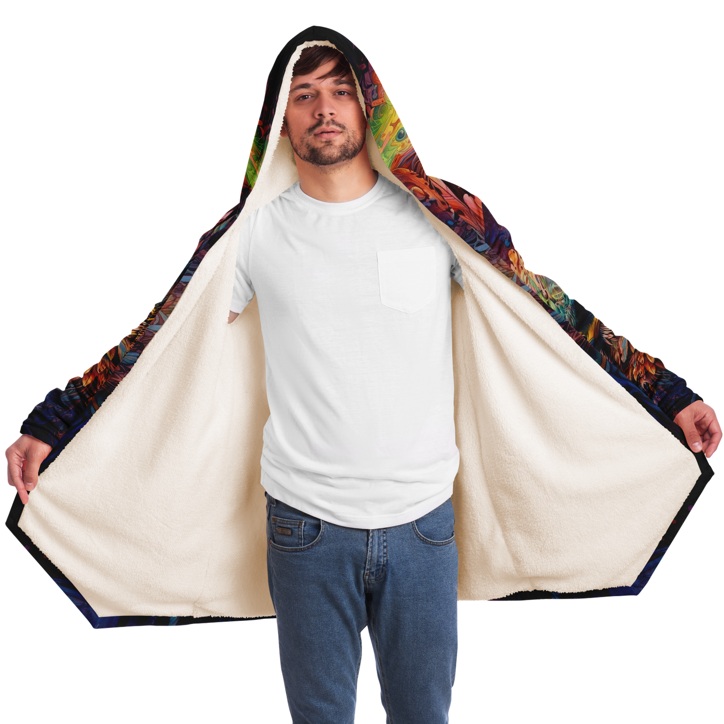 Rainbow Winged Falcon Microfleece Cloak