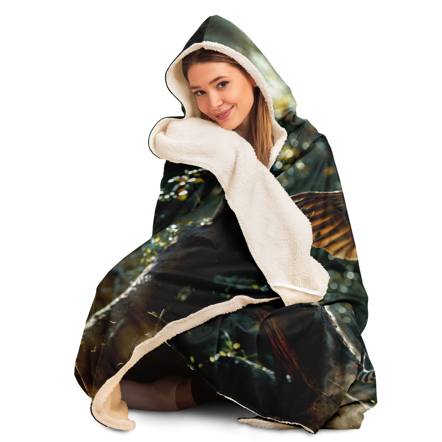 Winged Jungle Tiger Hooded Blanket Micro Fleece