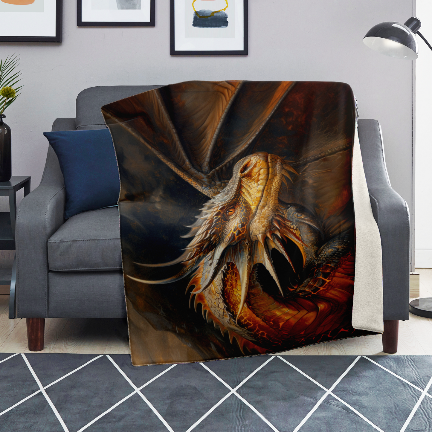 Fireheart - Grandfather Dragon Premium Microfleece Blanket