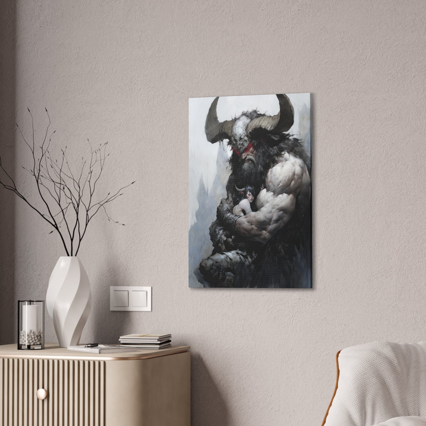 "Horned Protector" Canvas Stretched, 0.75" - Print