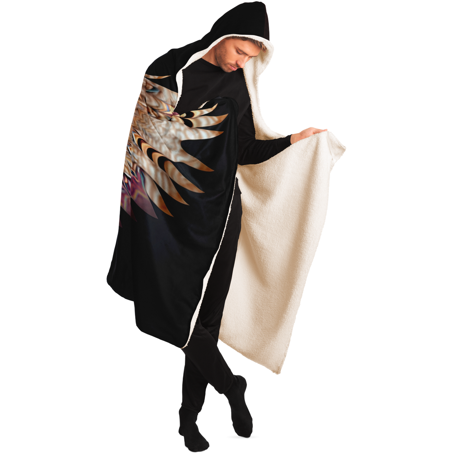 Winged Lynx Dreaming Hooded Blanket