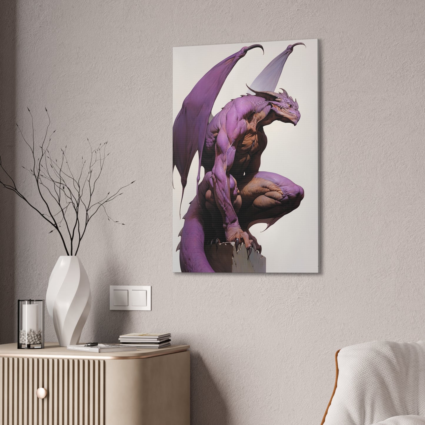 "Zephyrion The Violet Winged Draconian" Canvas Stretched, 0.75" - Print