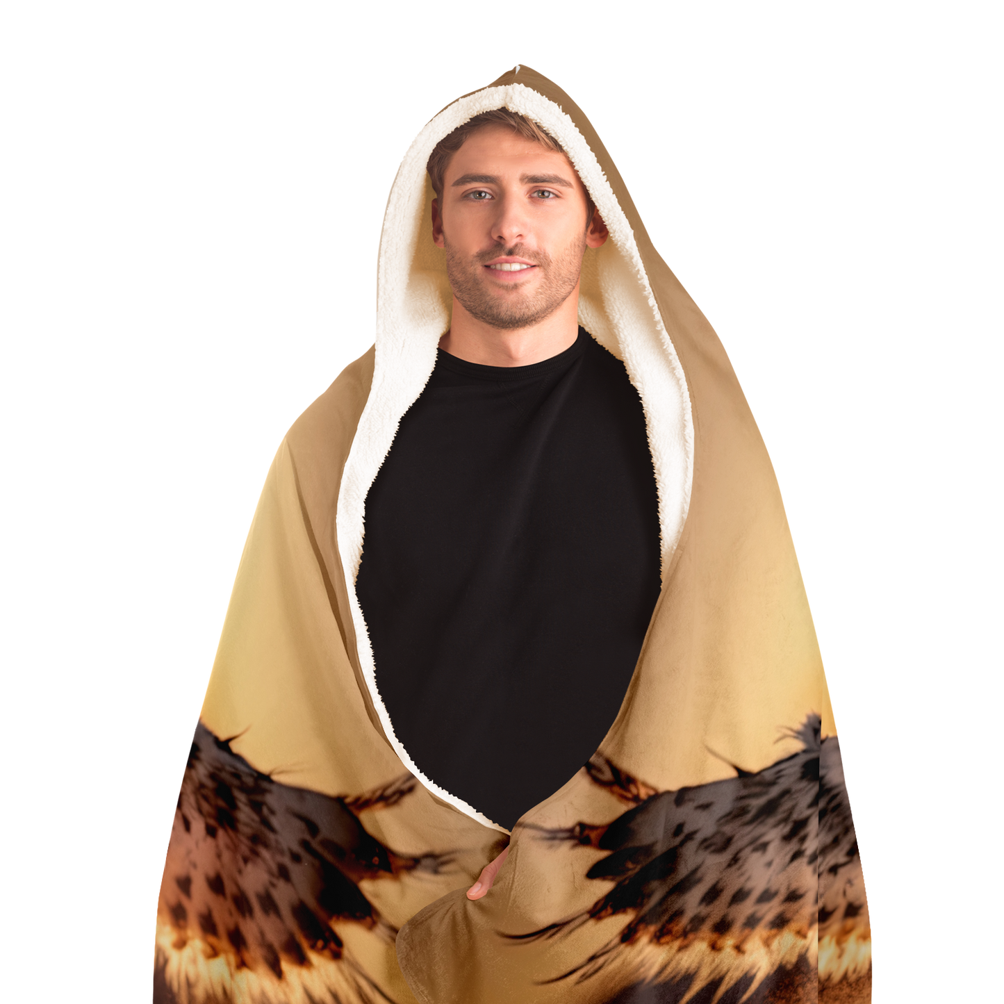 Winged Snow Lynx Hooded Blanket