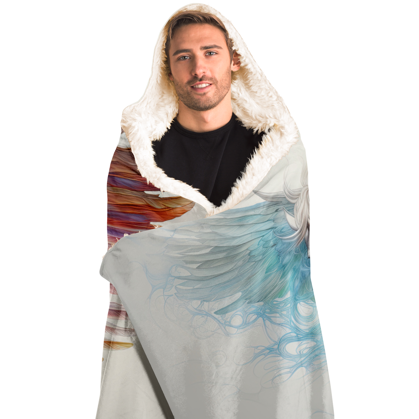 Aqua Fire Pegasus Hooded Blanket