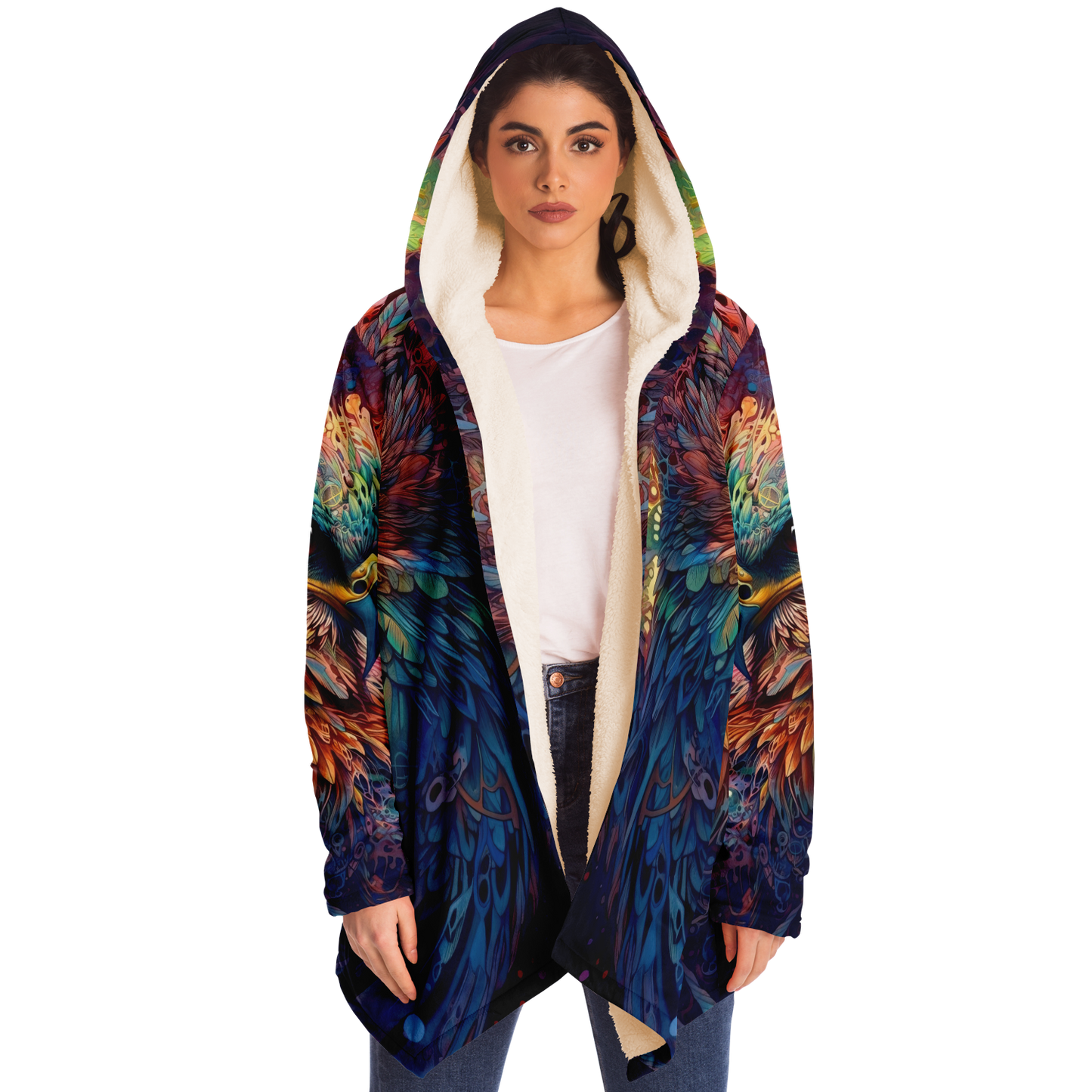 Rainbow Winged Falcon Microfleece Cloak