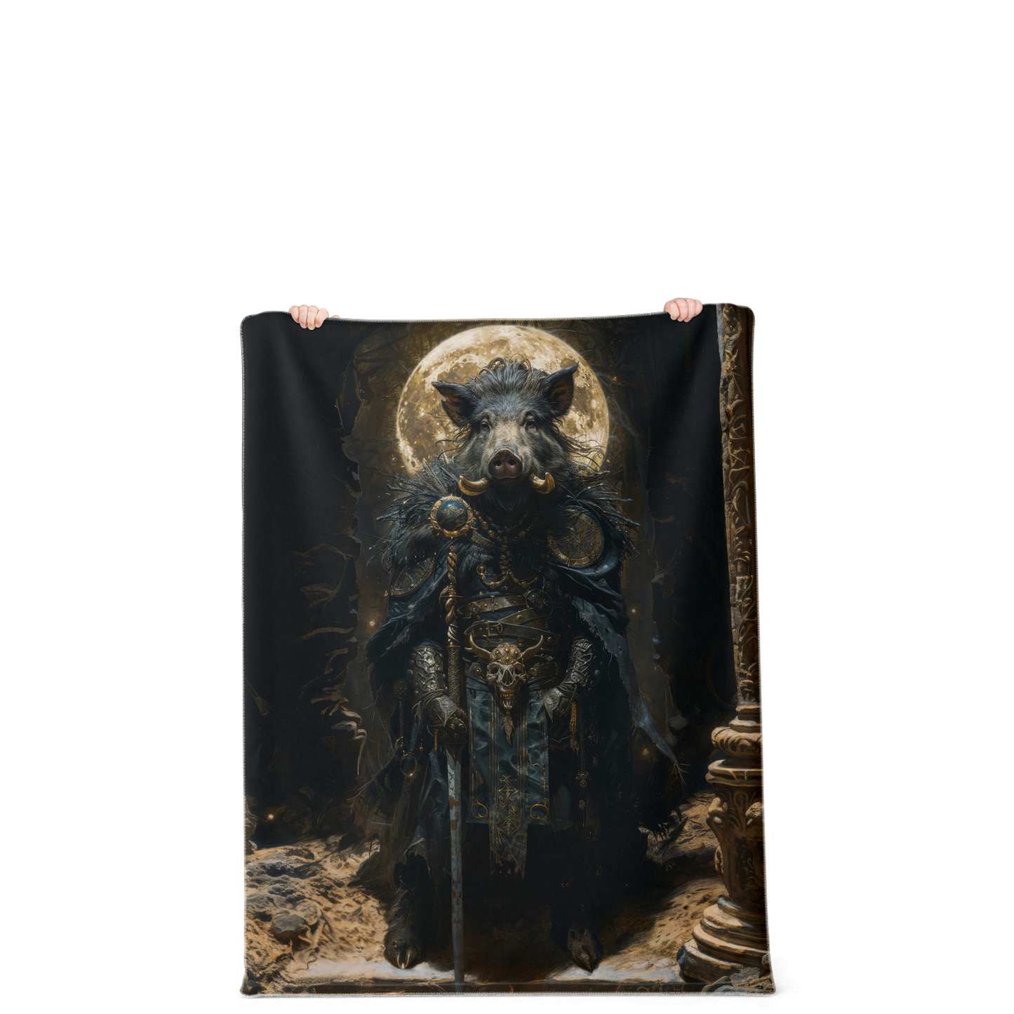 Shadowtusk Shaman Premium Microfleece Blanket