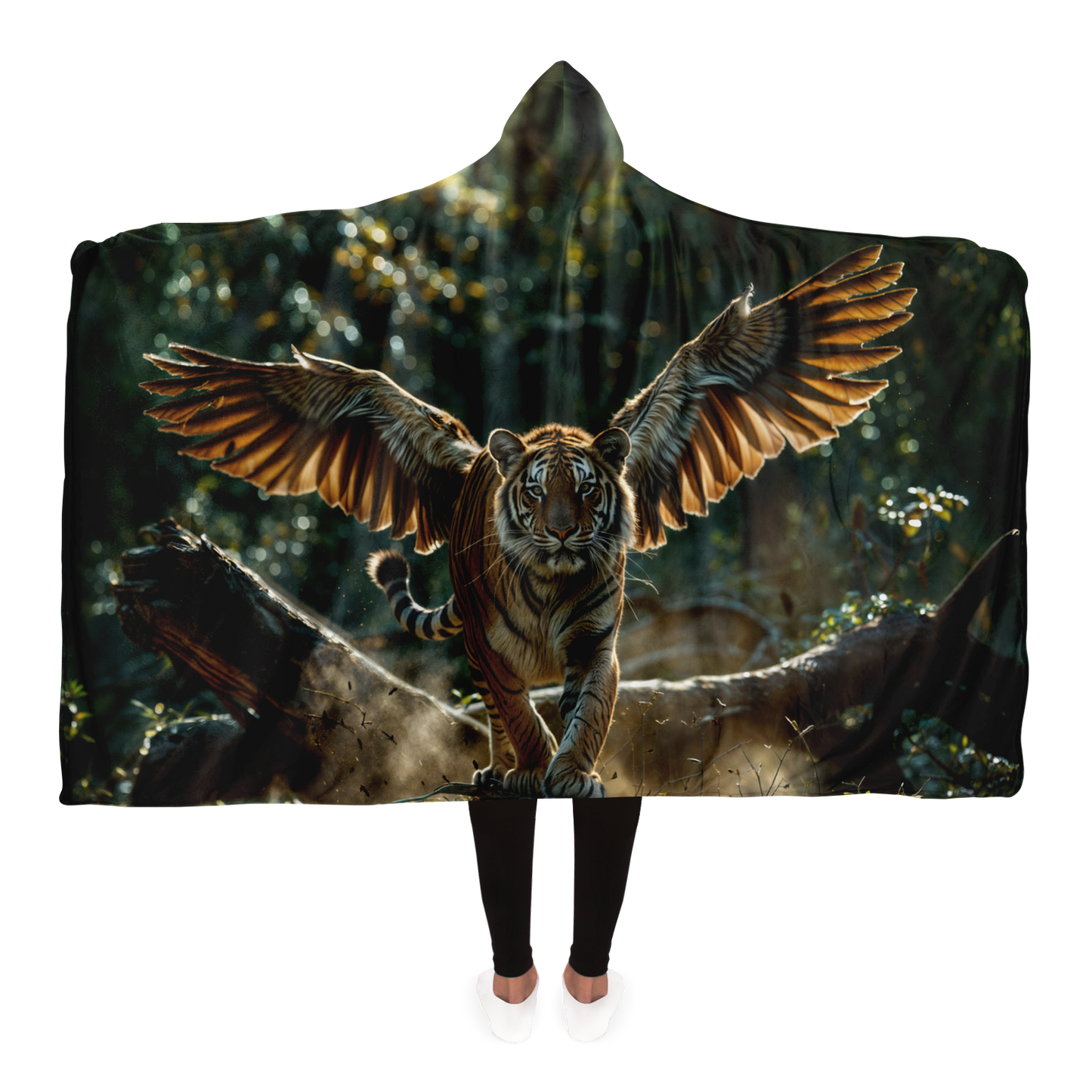 Winged Jungle Tiger Hooded Blanket Micro Fleece