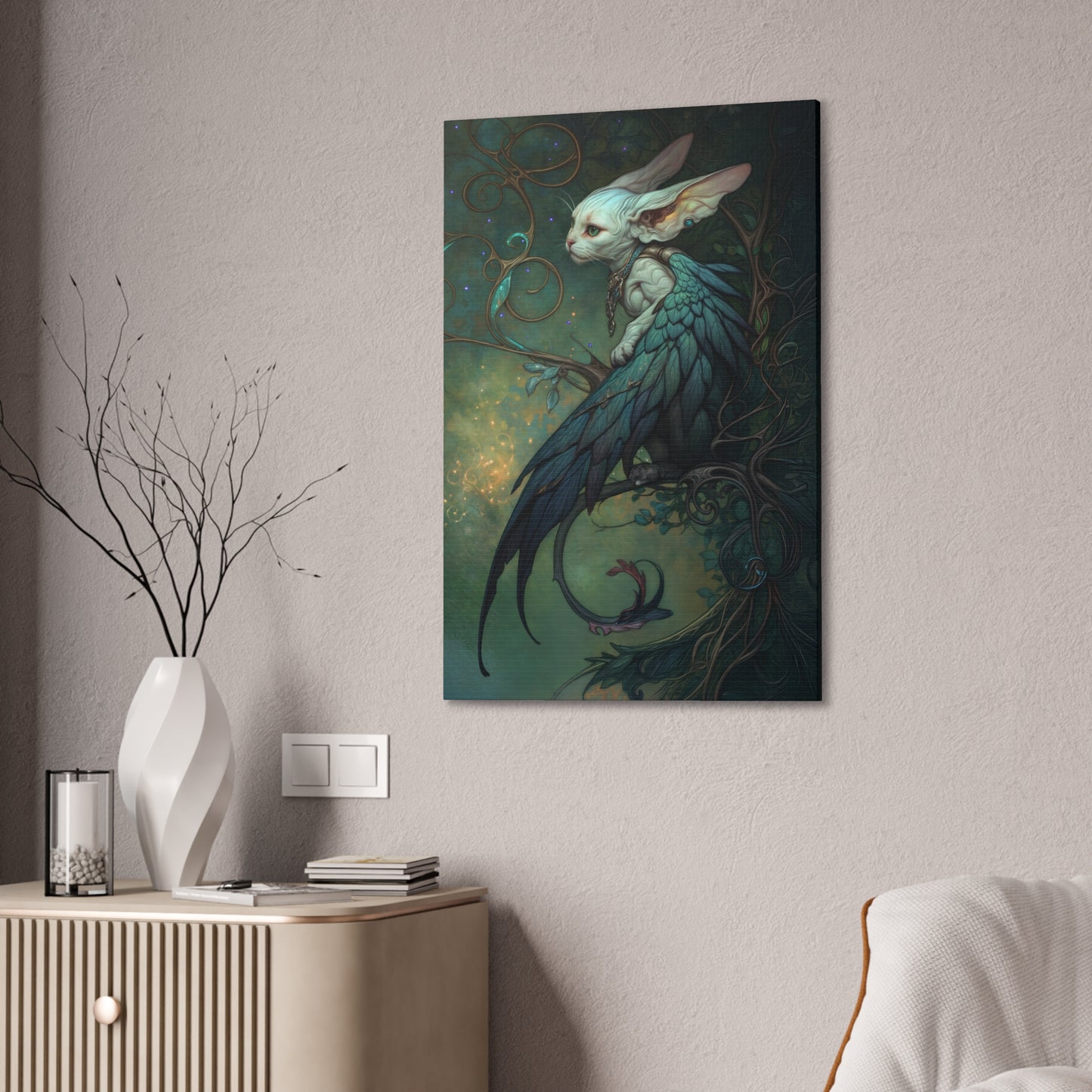 "Dreamweaver’s Familiar" Canvas Stretched, 0.75" - Print