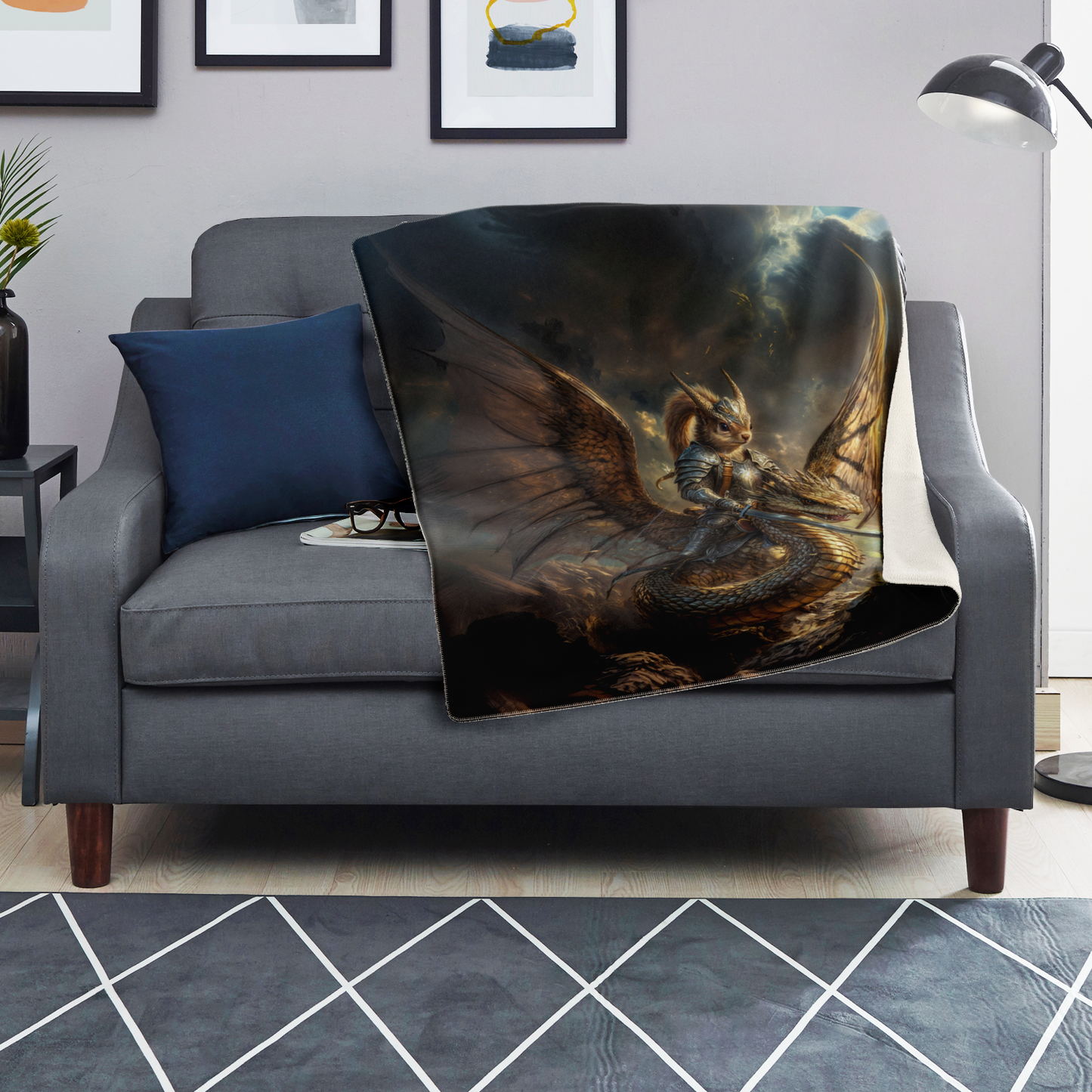 Winged Fury of the Squirrel Rider! Premium Microfleece Blanket