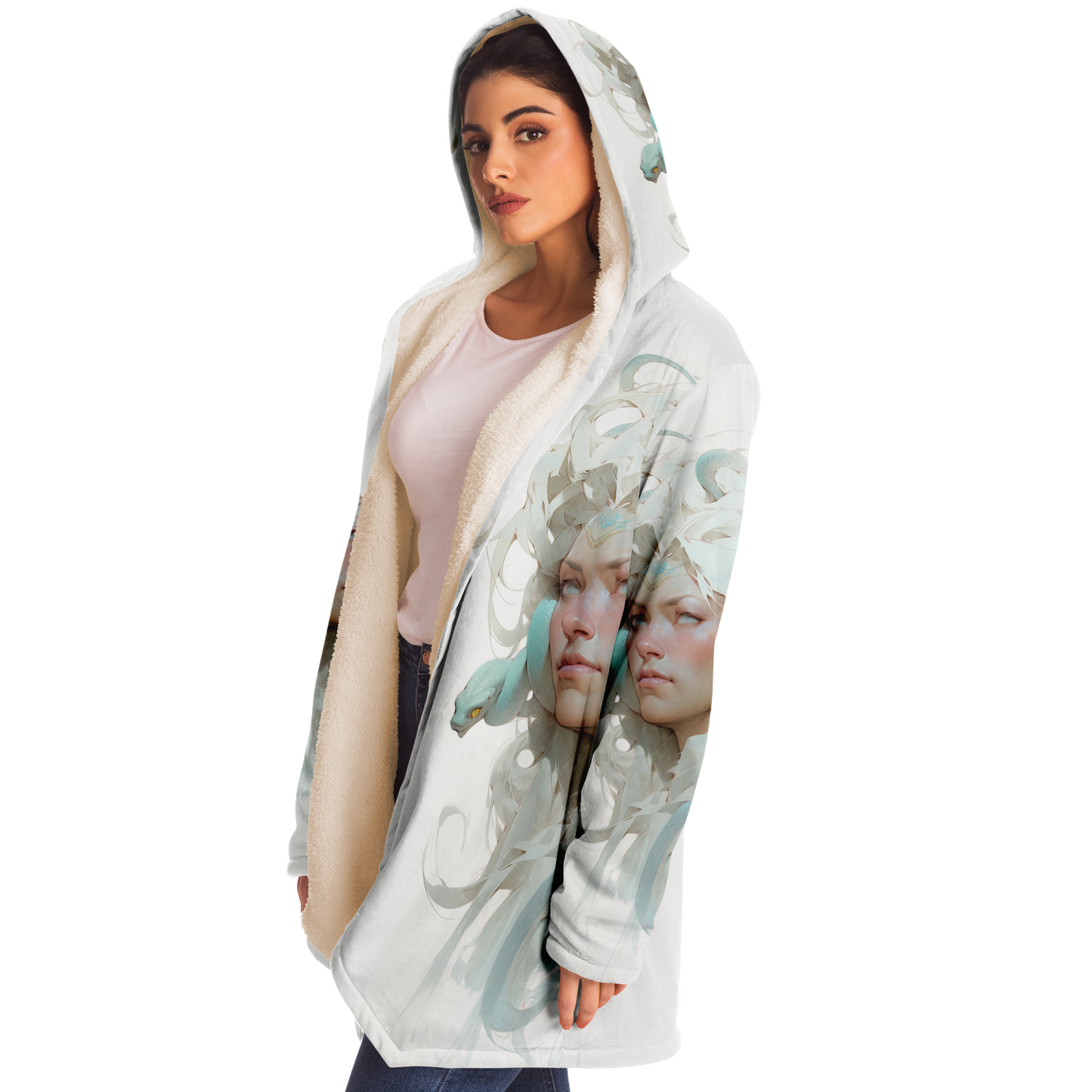 White Medusa Queen Microfleece Cloak