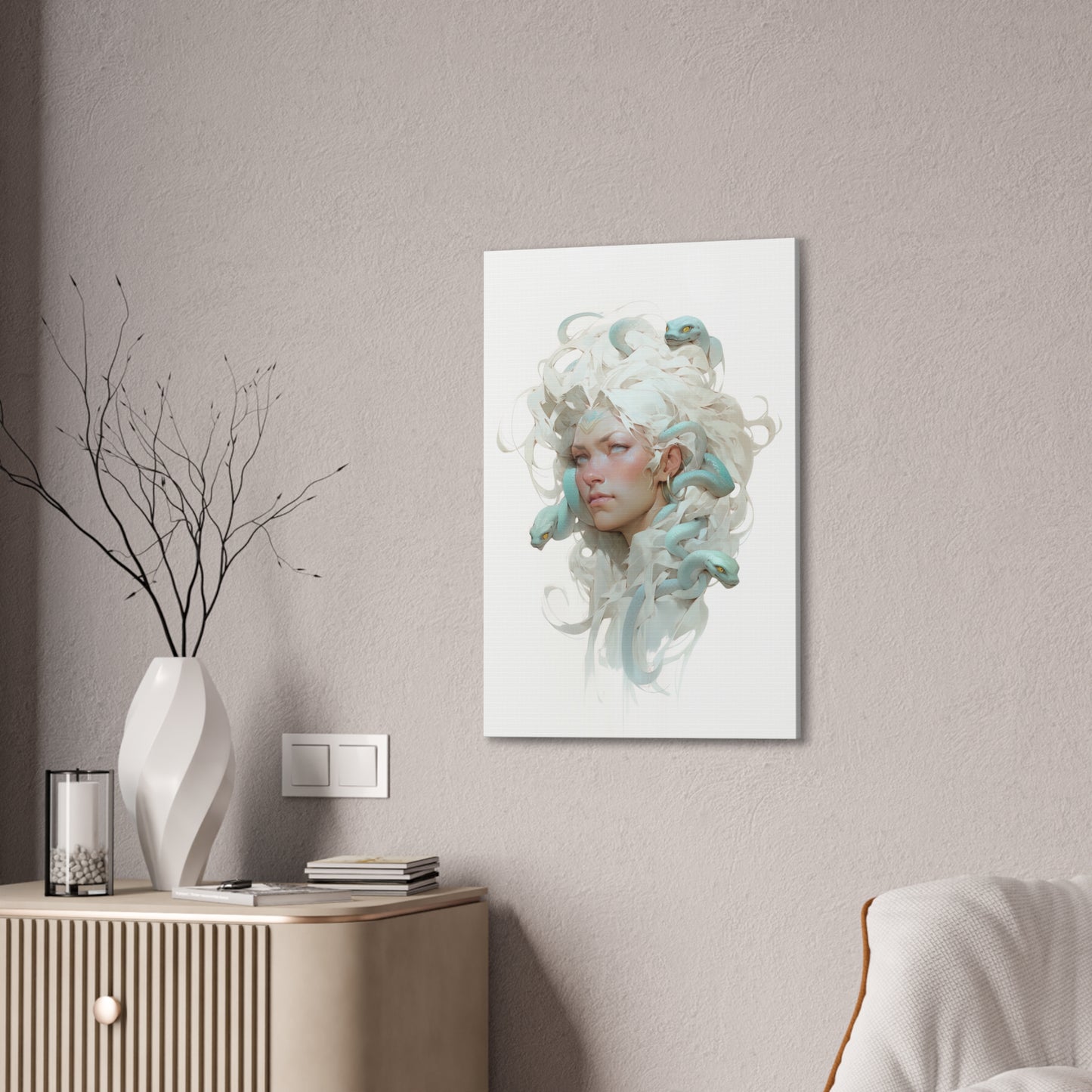 "White Medusa Queen" Canvas Stretched, 0.75" - Print