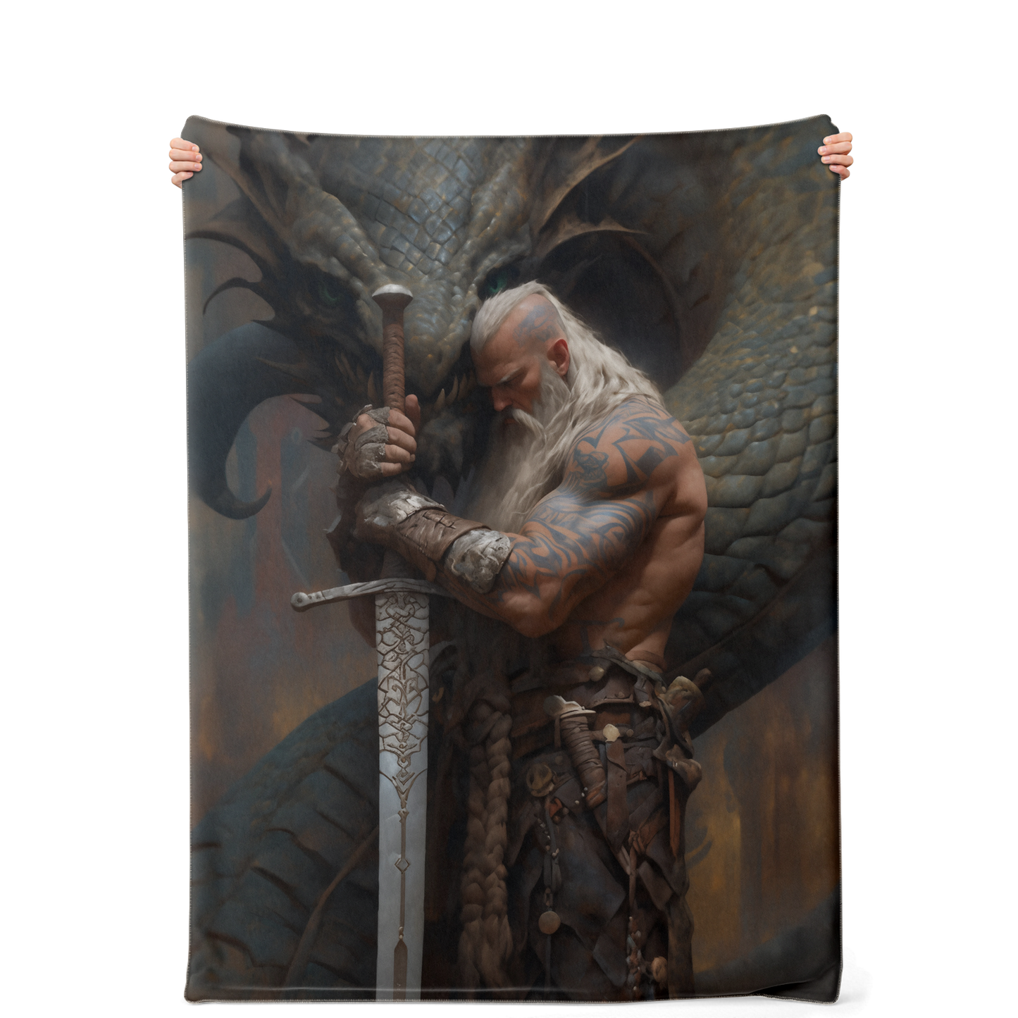 A Viking And His Dragon Premium Microfleece Blanket