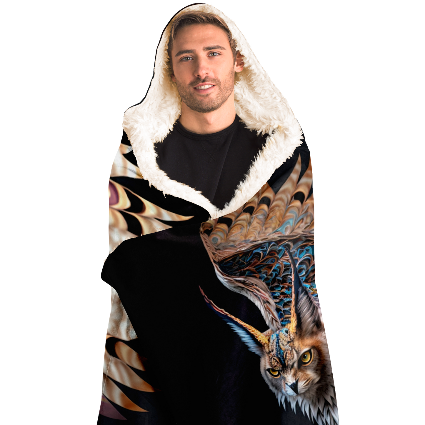 Winged Lynx Dreaming Hooded Blanket