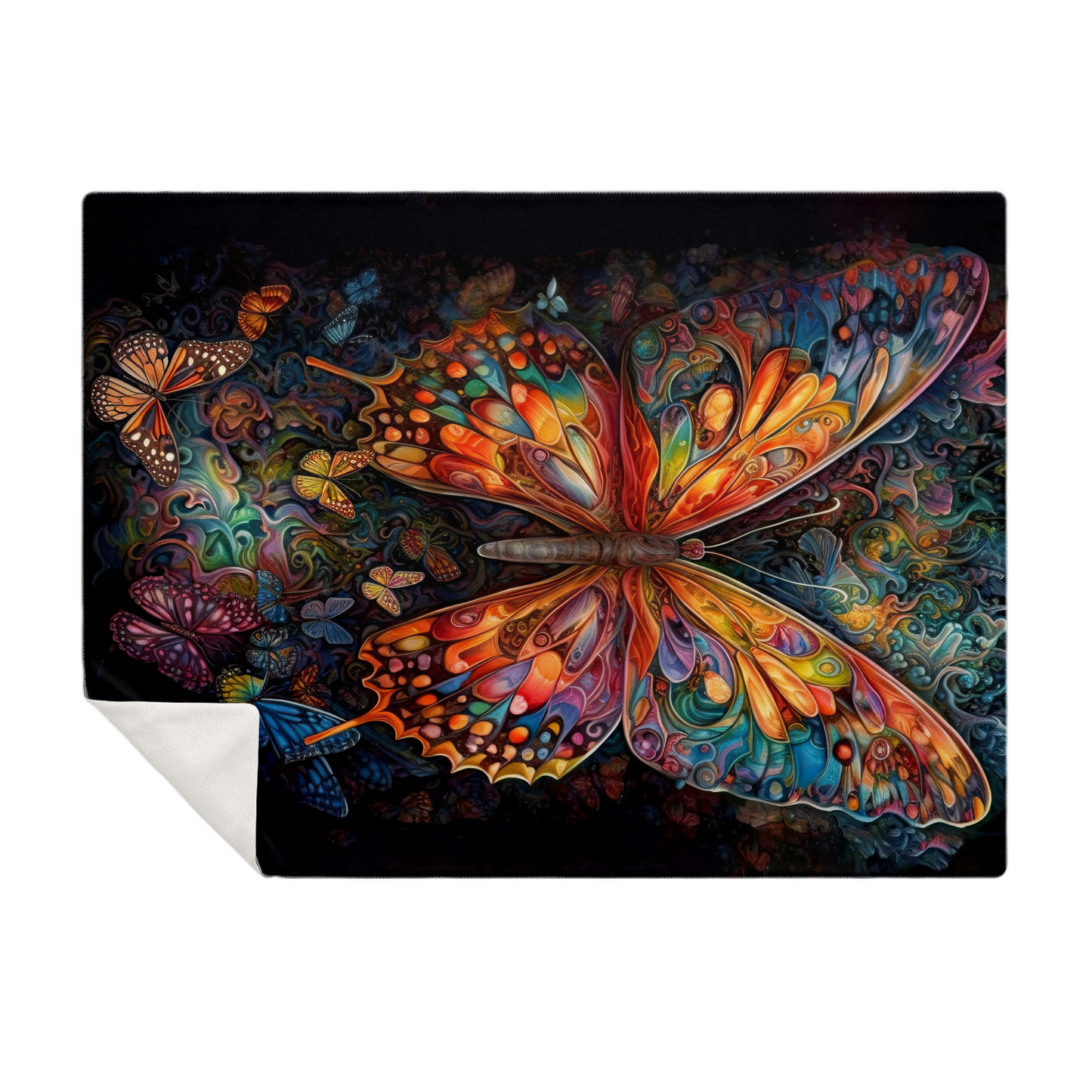 Psychedelic Monarch Premium Microfleece Blanket