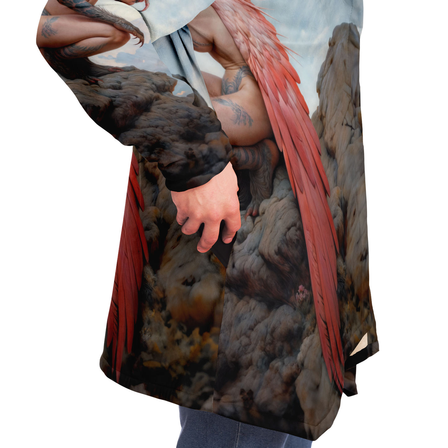 The Crimson Harpy's Oath Microfleece Cloak