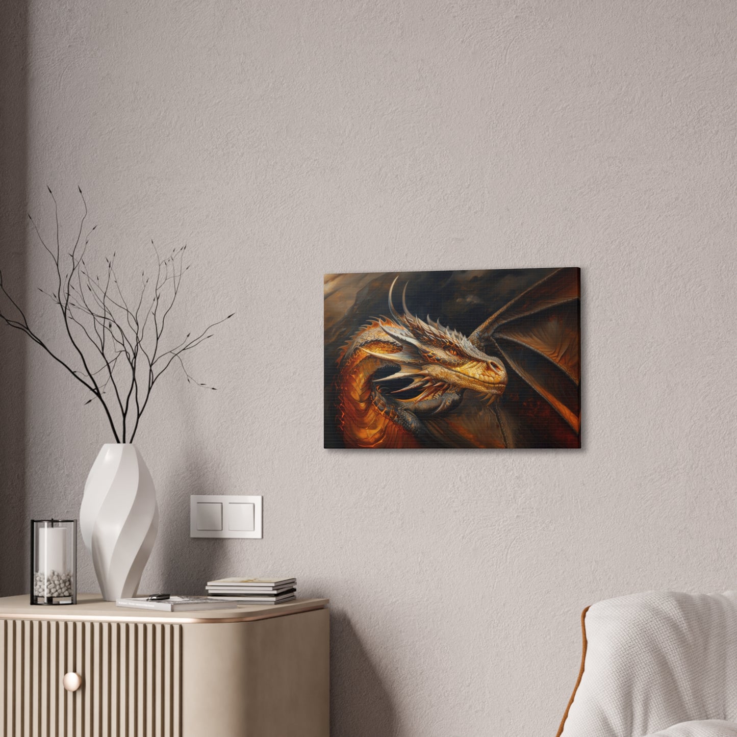 "Fireheart - Grandfather Dragon"  Canvas Stretched, 0.75" - Print