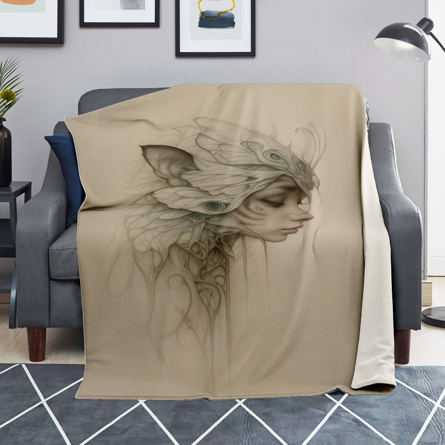 Woven in Whispered Feathers Premium Microfleece Blanket