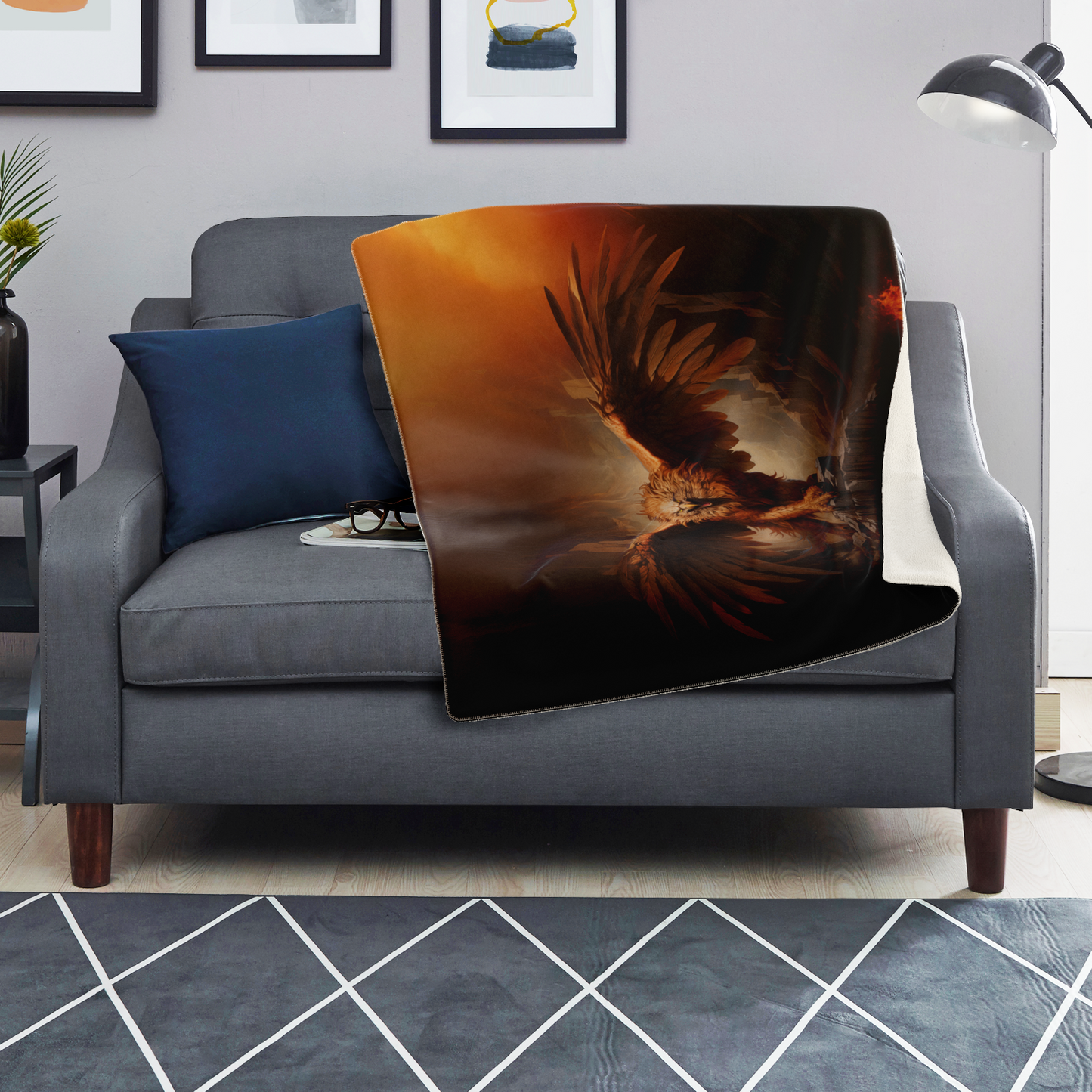 Inferno Griffon Premium Microfleece Blanket