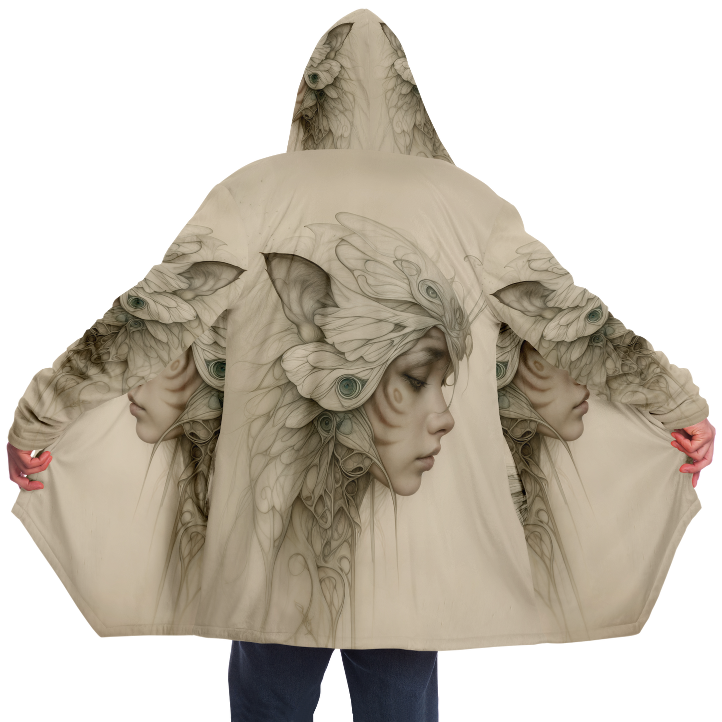 Woven in Whispered Feathers Microfleece Cloak