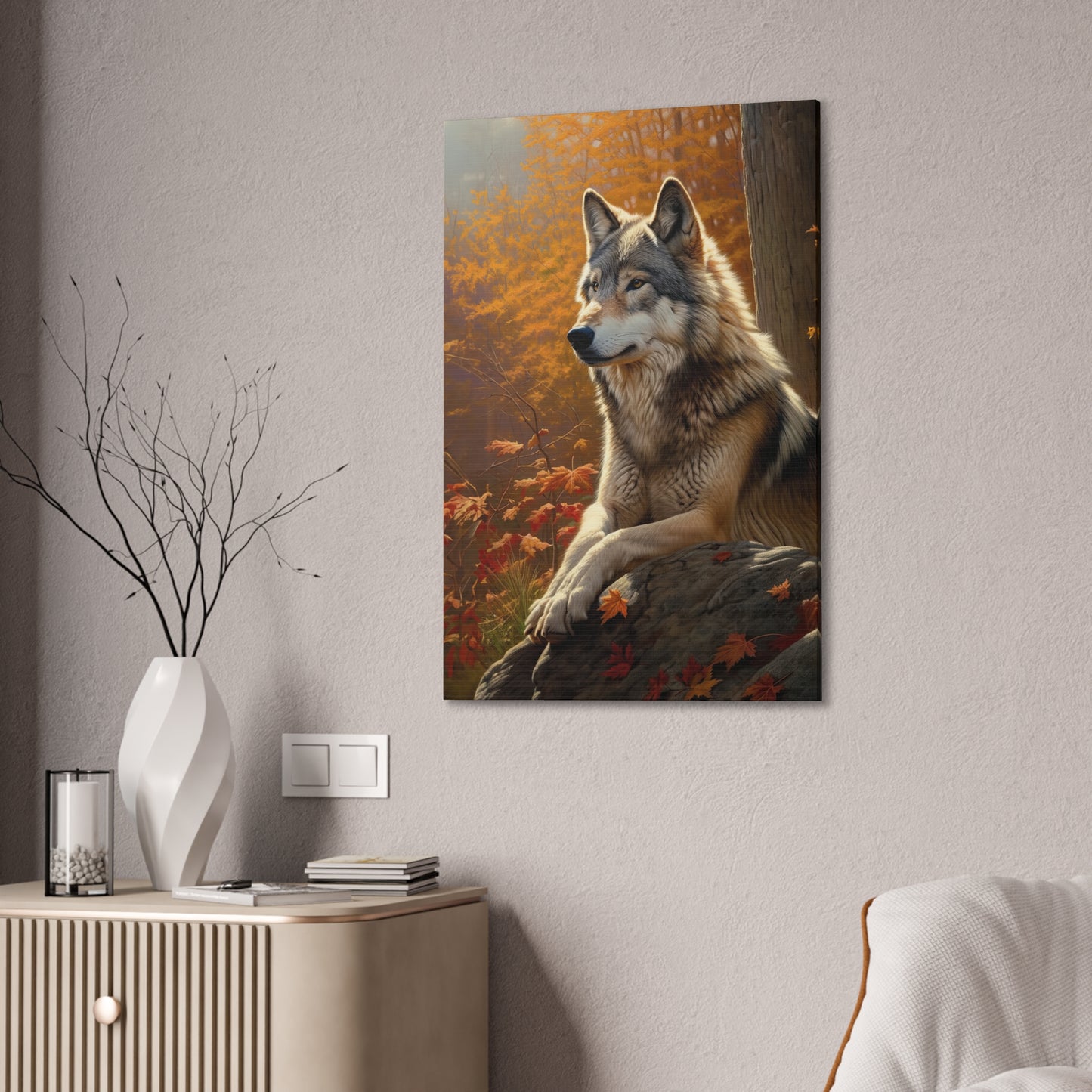 "Watcher Wolf" Canvas Stretched, 0.75" - Print