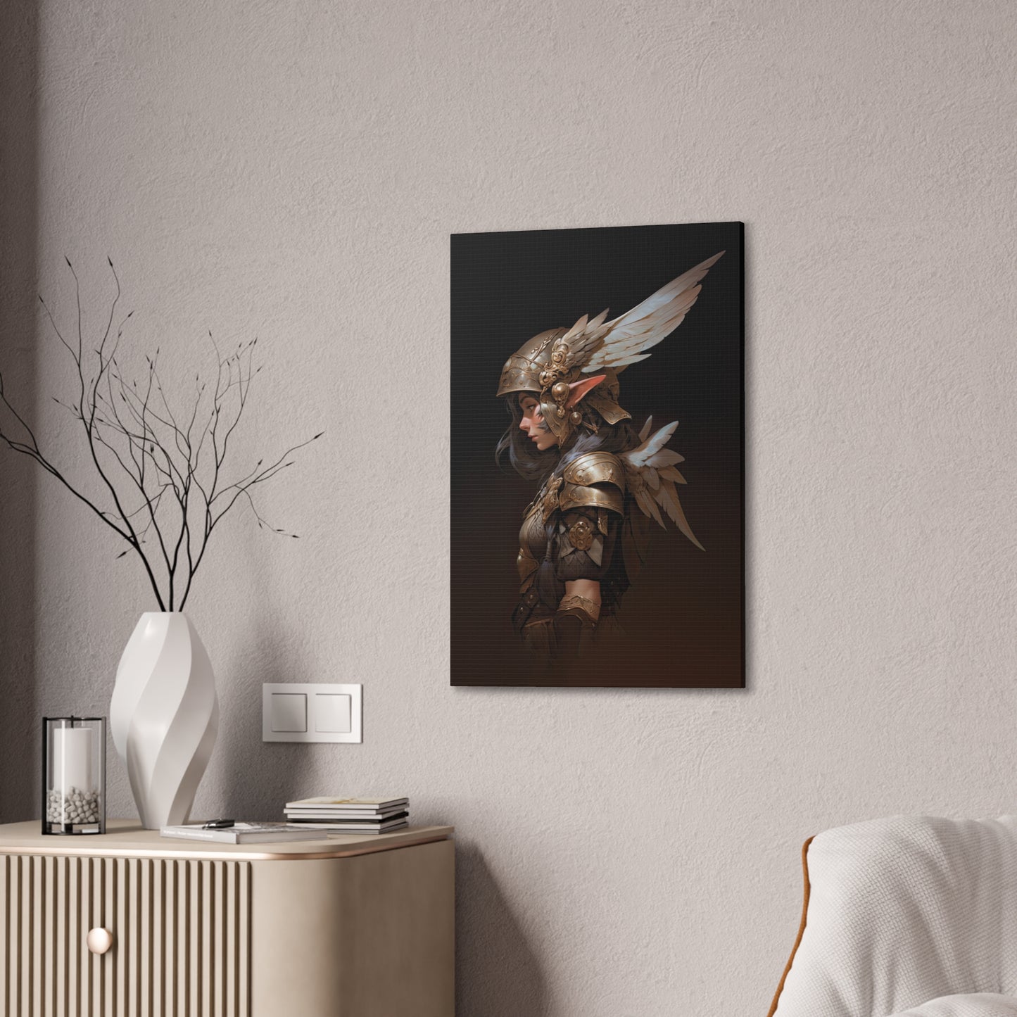 "Feathered Fae Soldier" Canvas Stretched, 0.75" - Print