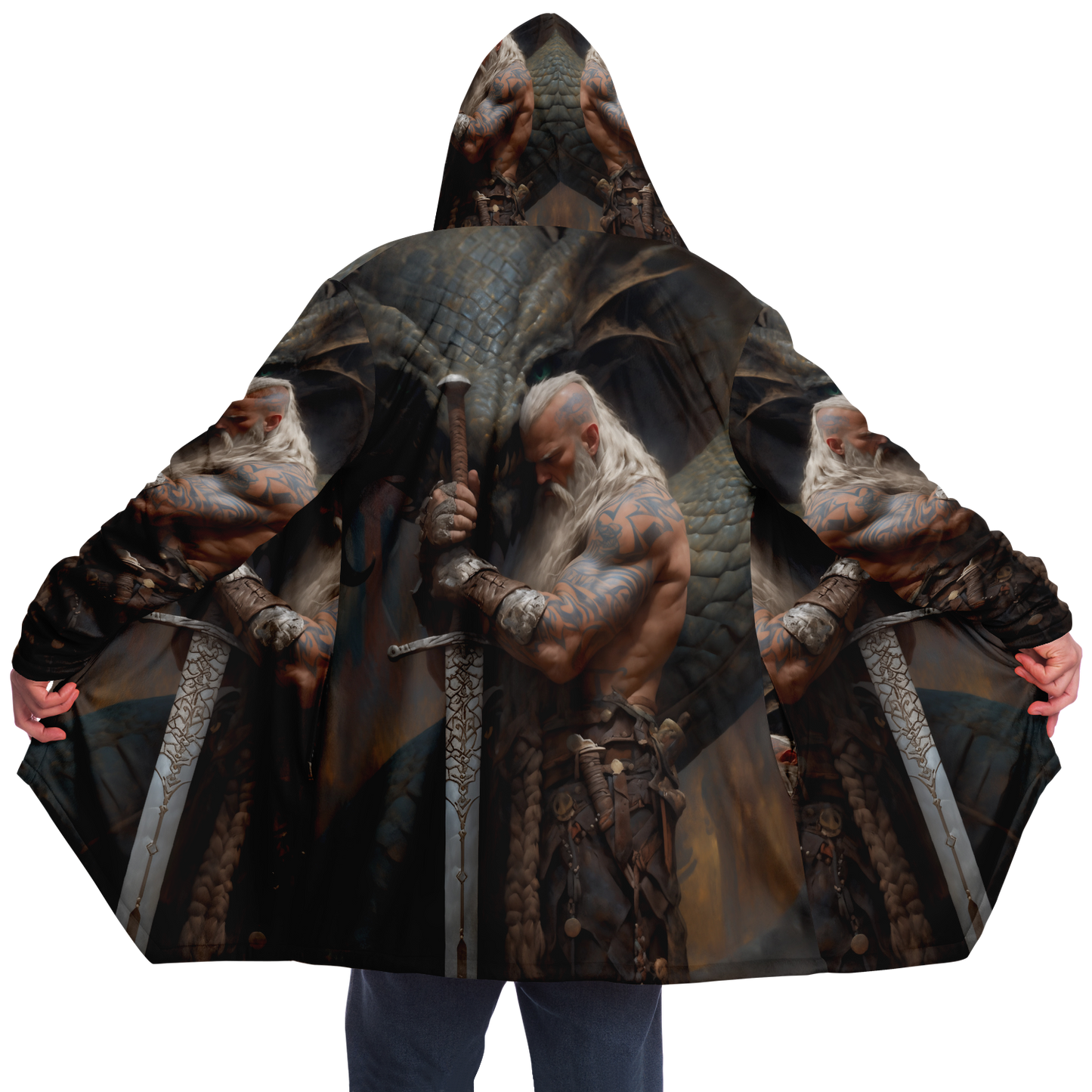 Viking And His Dragon Microfleece Cloak