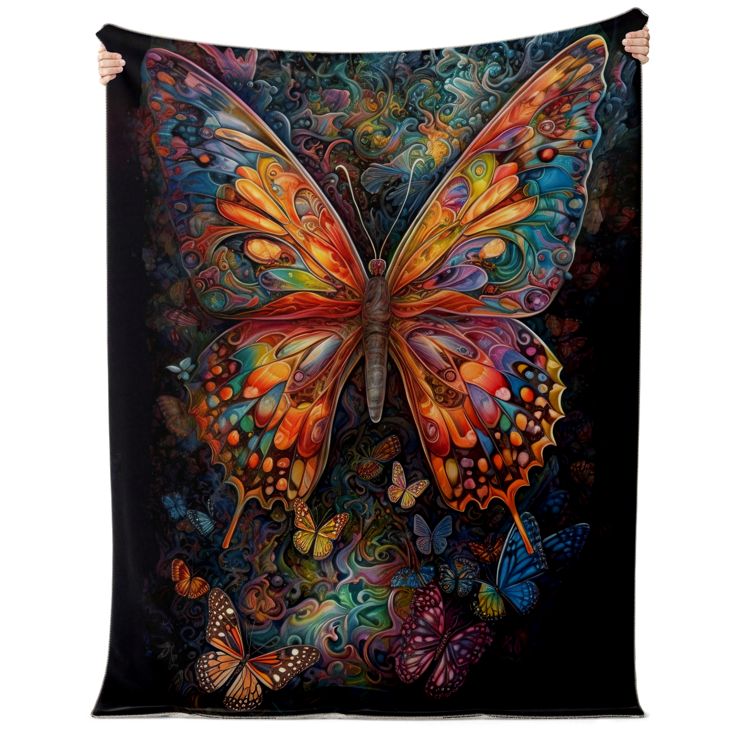 Psychedelic Monarch Premium Microfleece Blanket