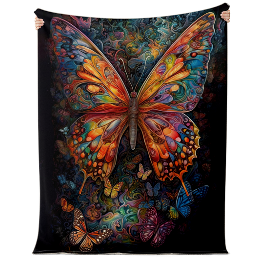 Psychedelic Monarch Premium Microfleece Blanket