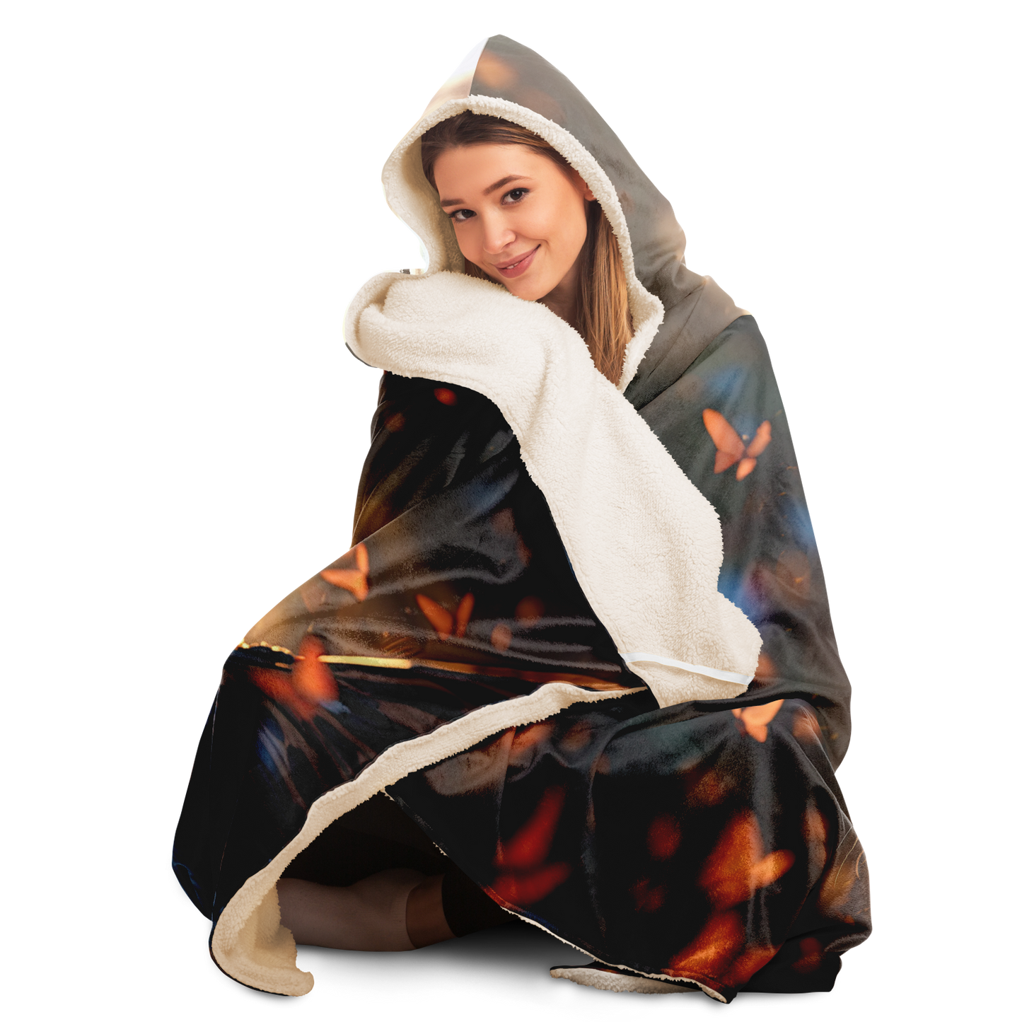 Butterfly Cat Hooded Blanket