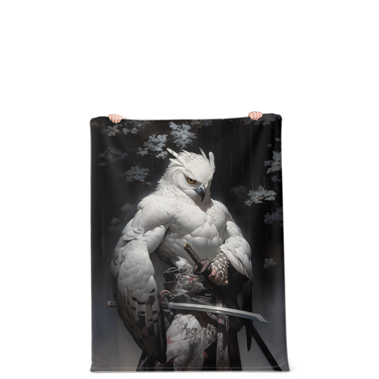 Falcon Owl Samurai Premium Microfleece Blanket