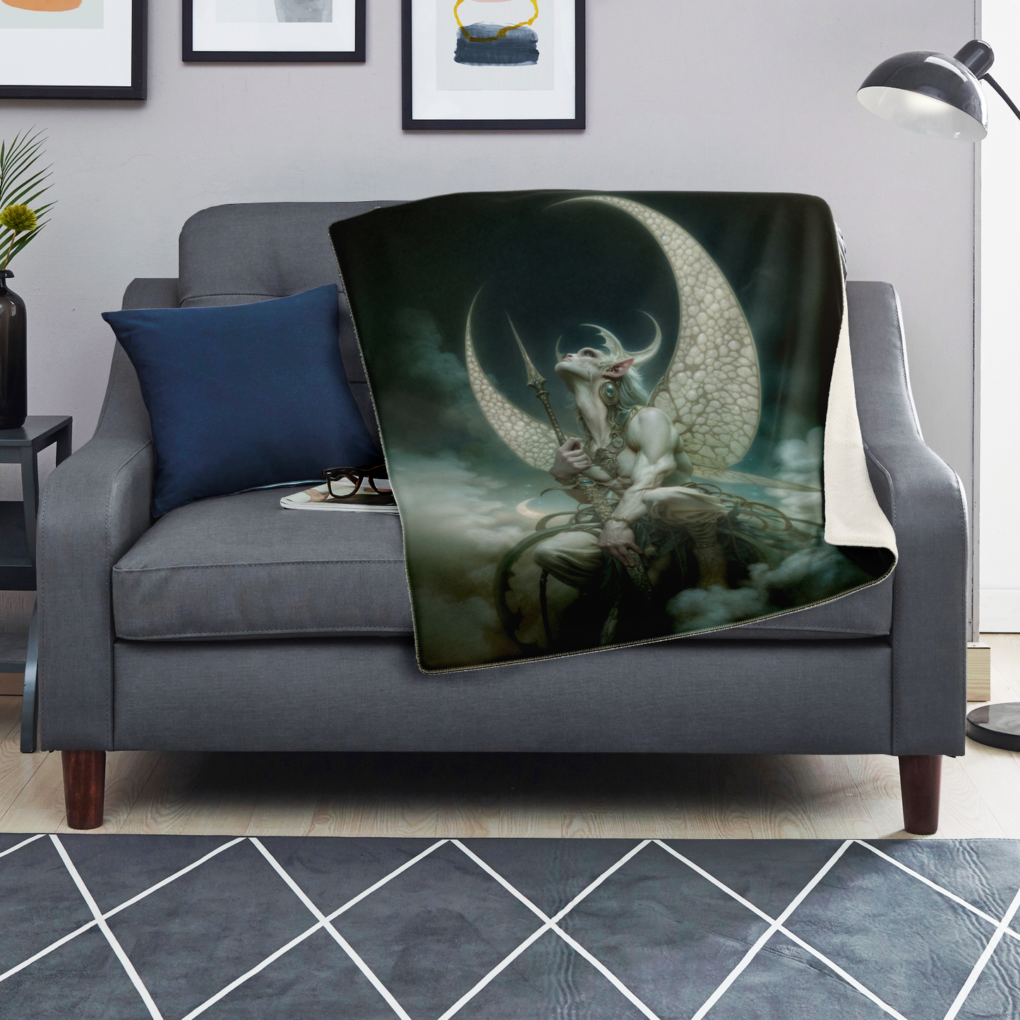 The Eternal Moons Celestial Warrior Premium Microfleece Blanket