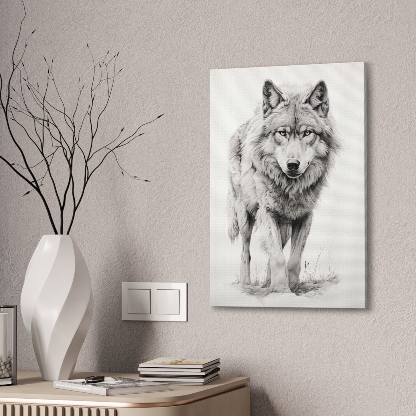 "Wolf Sketch" Canvas Stretched, 0.75" - Print