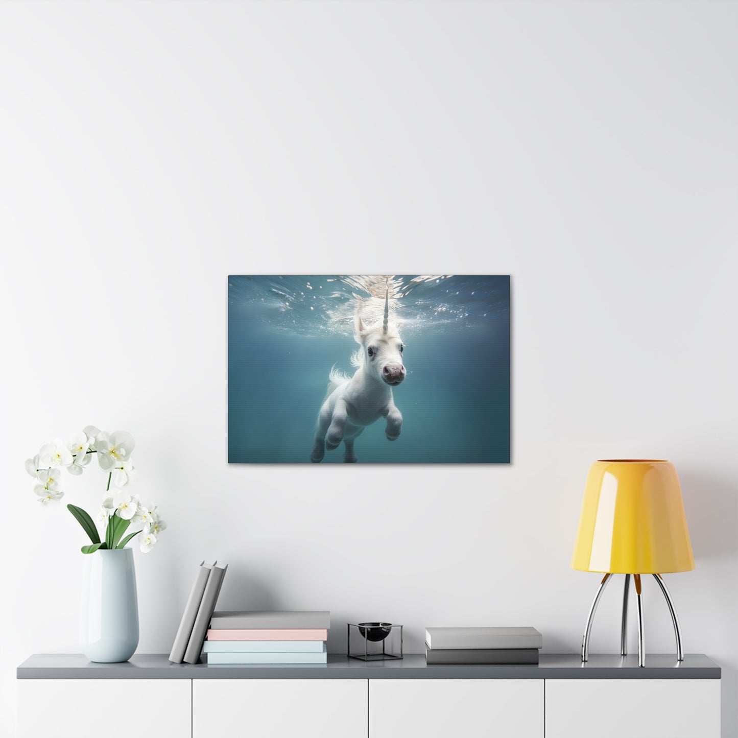 "Unicorns Aquatic Escapade"  Canvas Stretched, 0.75" - Print