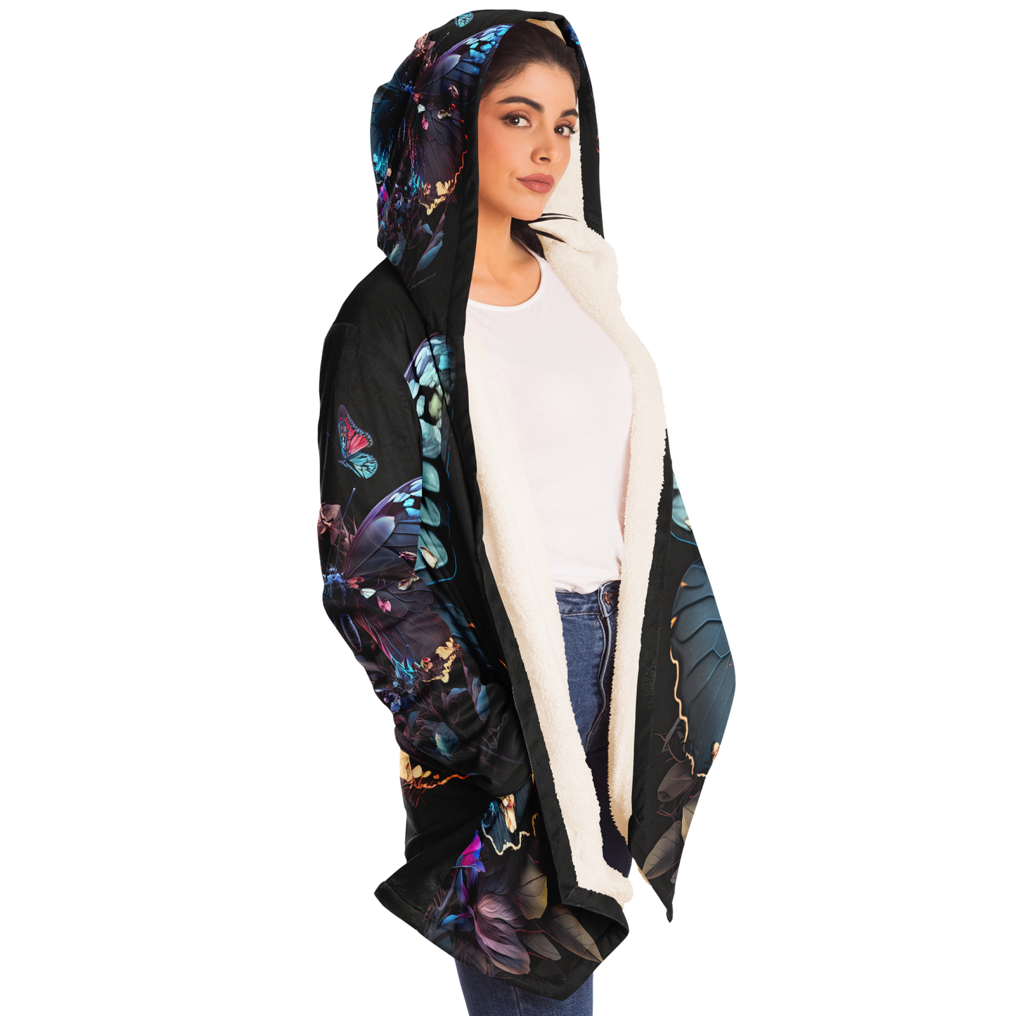 Black Pearl Butterfly Microfleece Cloak