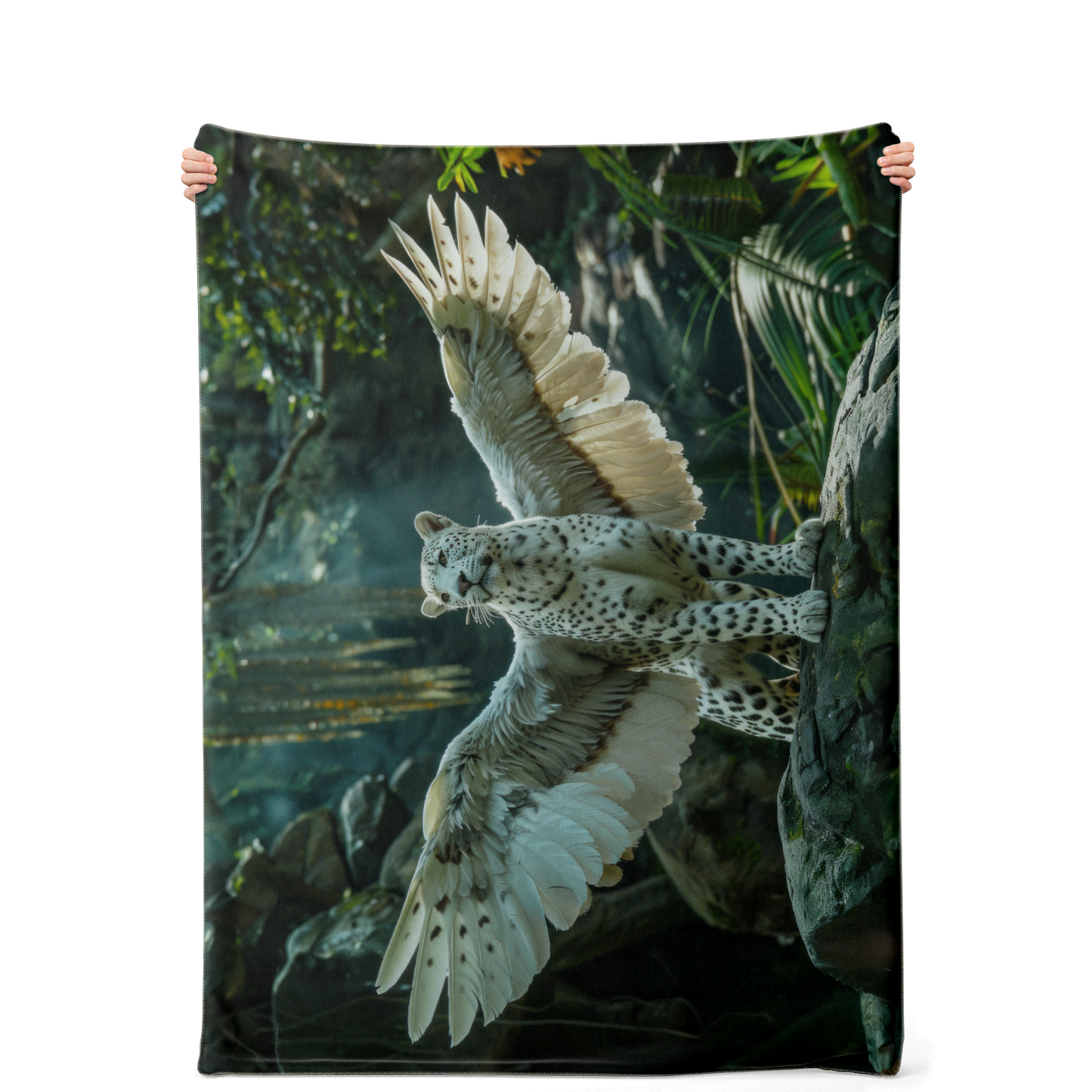 Premium Microfleece Winged Panther Blanket