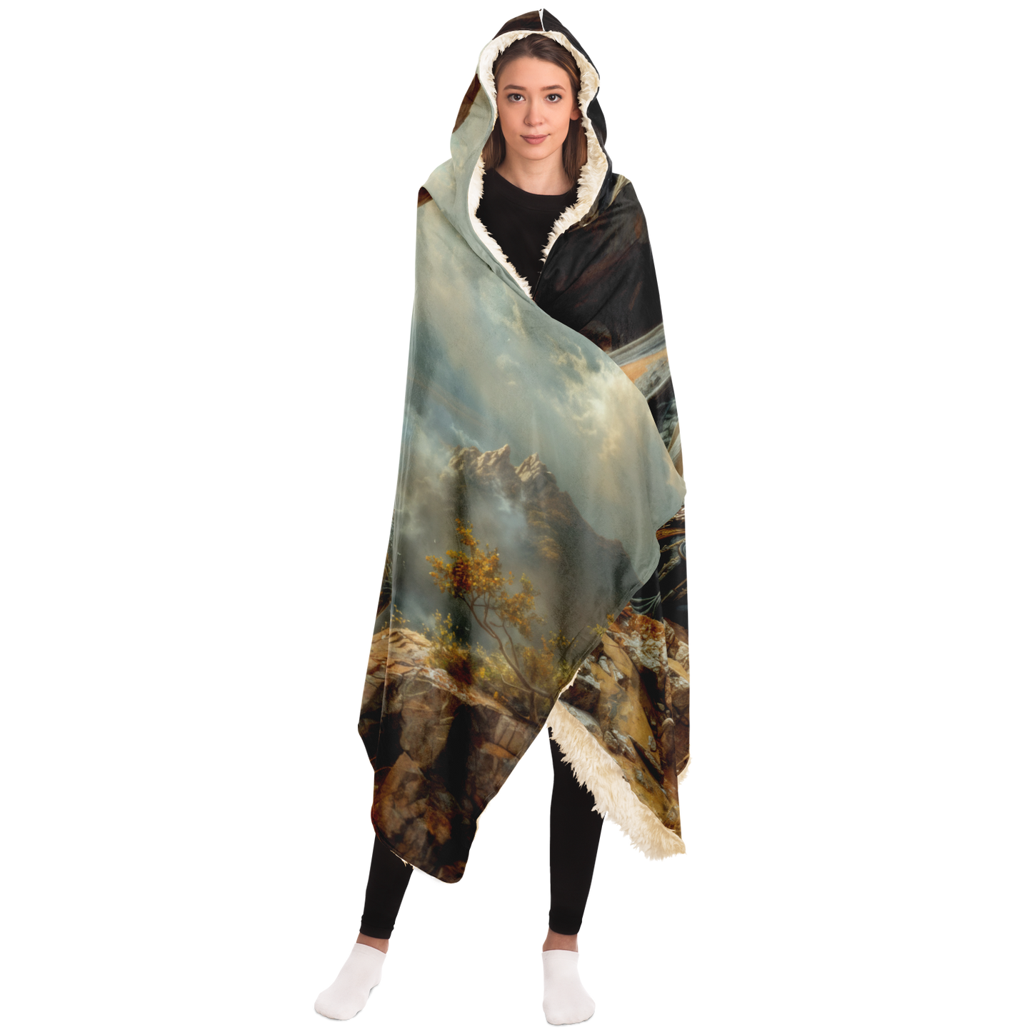 Clifftop Contemplation Hooded Blanket