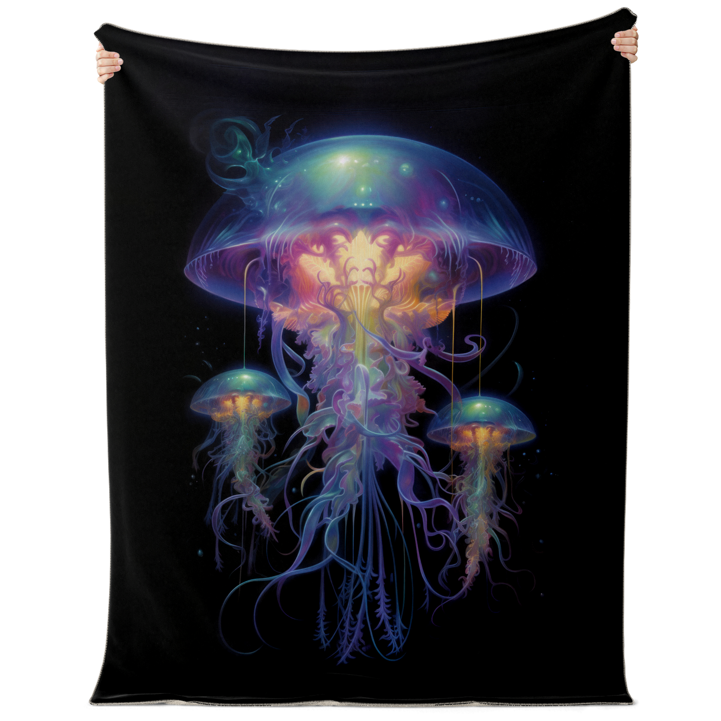 Space Jellyfish Premium Microfleece Blanket