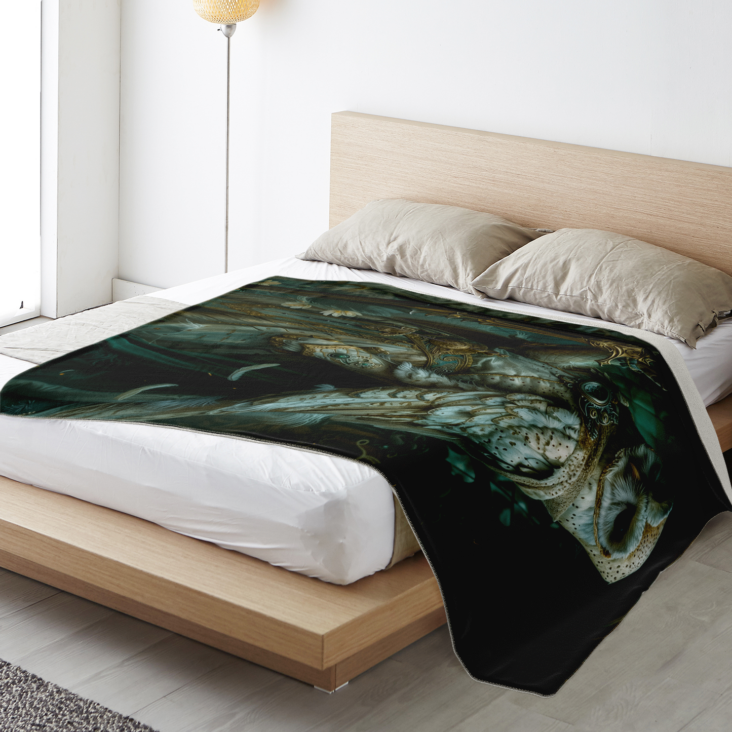 Whitewing Of The Feathered Dawn Premium Microfleece Blanket