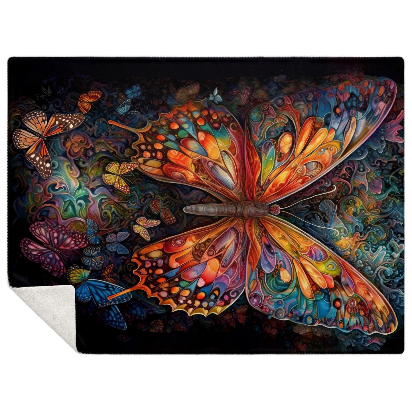 Psychedelic Monarch Premium Microfleece Blanket