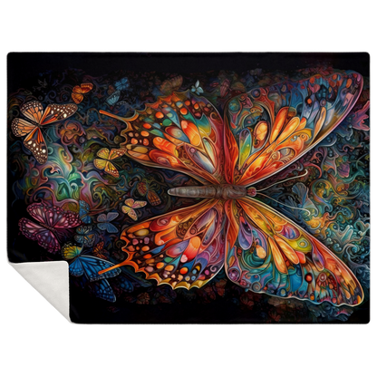 Psychedelic Monarch Premium Microfleece Blanket