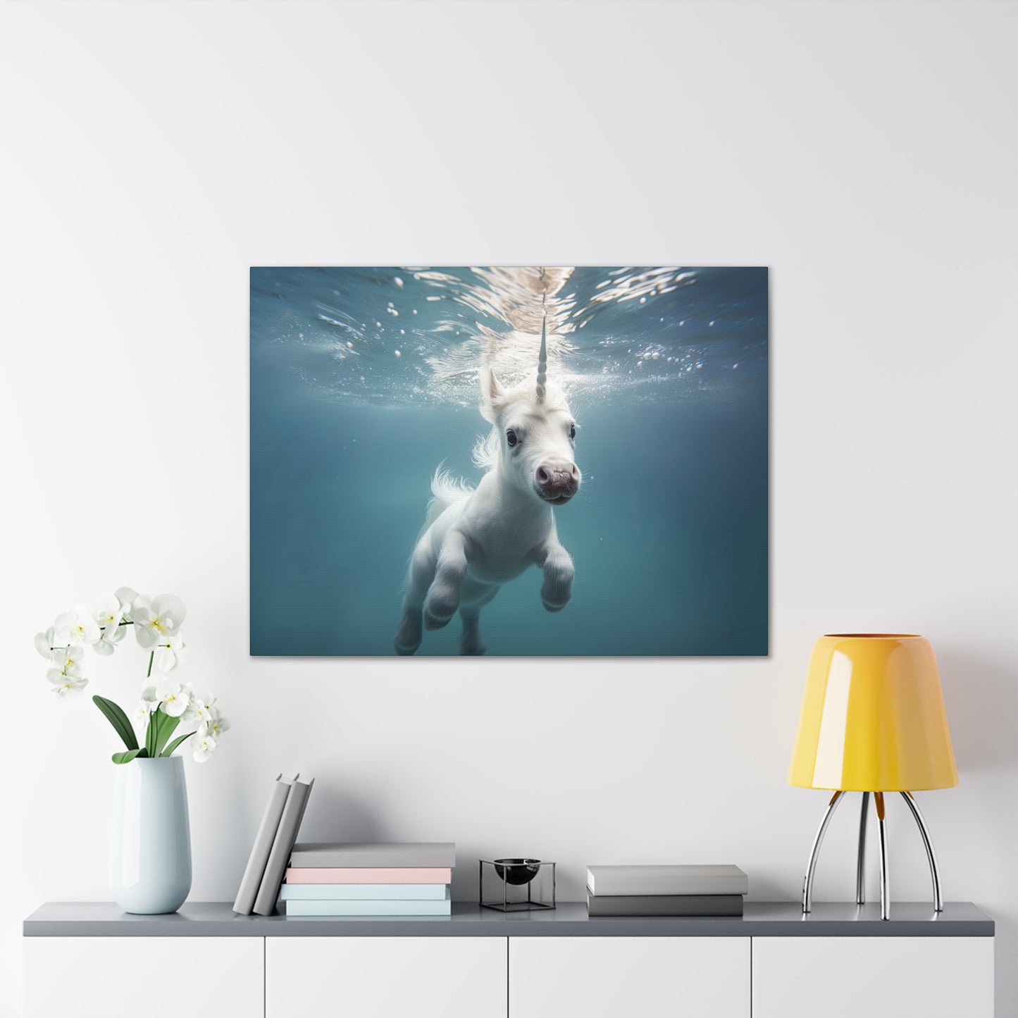 "Unicorns Aquatic Escapade"  Canvas Stretched, 0.75" - Print