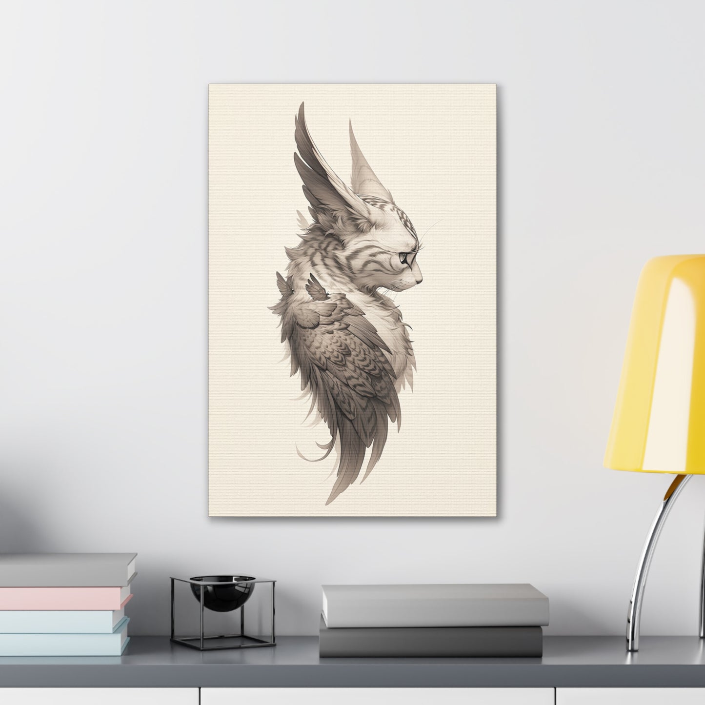 "Wing Eared Cat" Canvas Stretched, 0.75" - Print